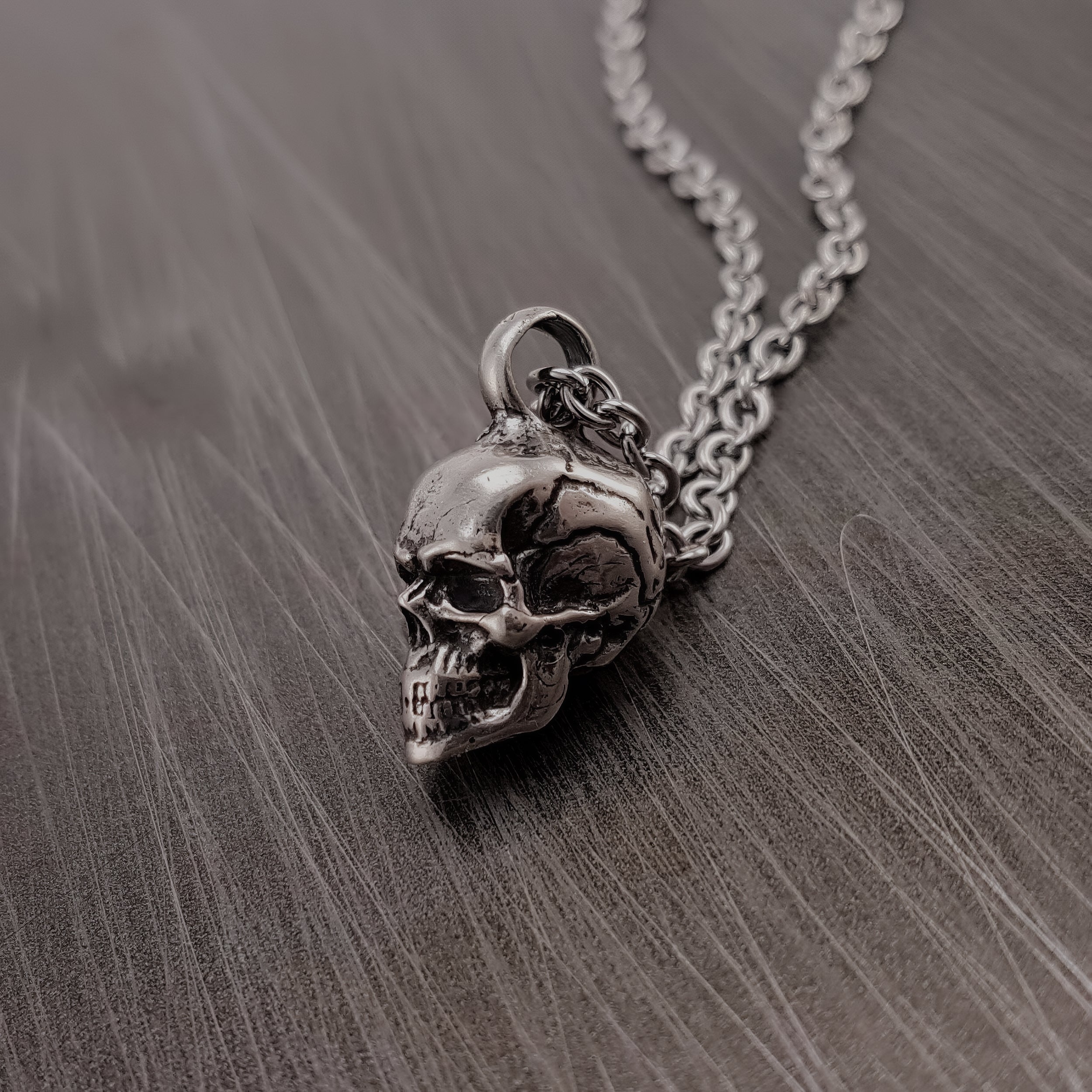 Human Skull Cremation Ash Urn Charm Necklace - Moon Raven Designs