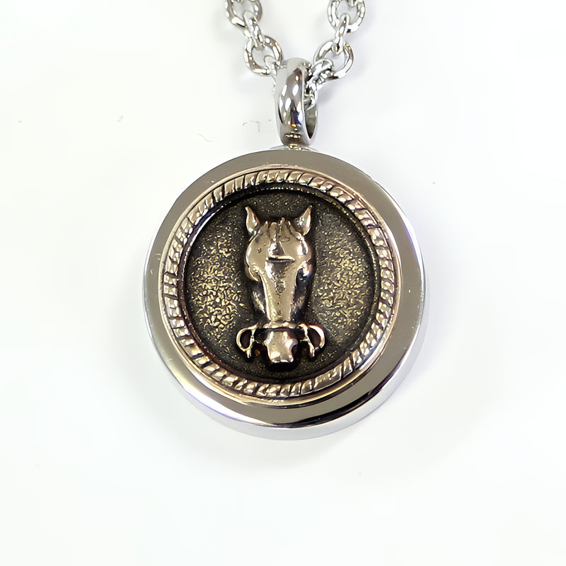 Horse Face Necklace Cremation Urn - Moon Raven Designs