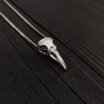 Raven Skull Necklace - Solid Cast 925 Sterling Silver - Polished Finish - Unisex Bird Skull Gift For Him or Her - Multiple Chain Options