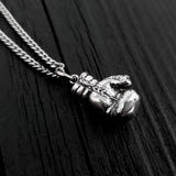 Boxing Glove Charm Pendant Necklace - Solid Cast 925 Sterling Silver - Polished Oxidized Finish - Multiple Chain Lengths Available