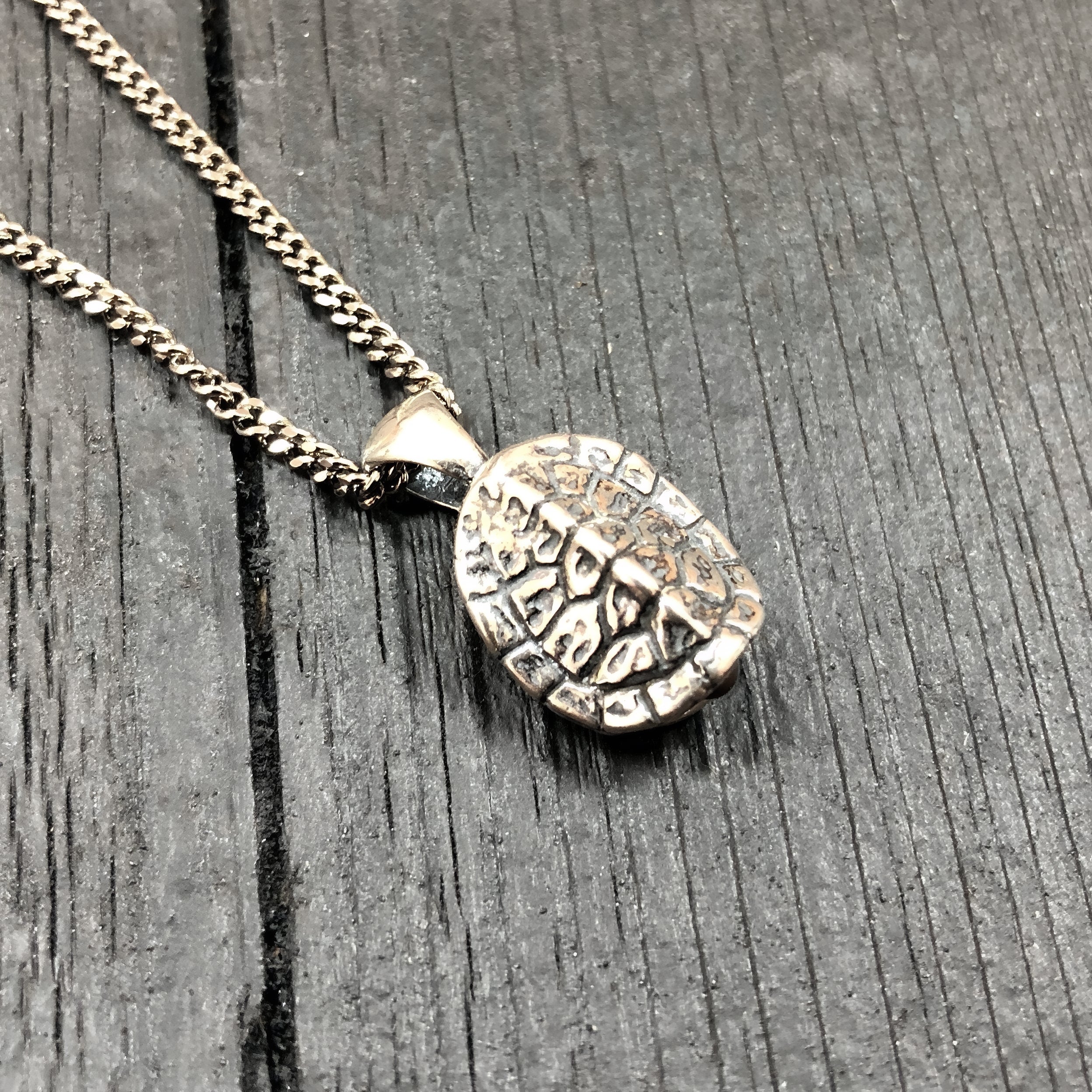 Turtle Shell Cremation Urn Necklace  in Solid Sterling SilverTerrapin Bereavement Memorial Gift