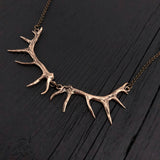 Imperial Elk Antler Choker Bib Necklace - Solid Bronze