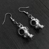 Gas Mask Earrings in Solid Sterling Silver Steampunk Gas Mask