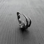 Raven Claw Talon Wrap Ring - Solid Hand Cast Silver Plated White Bronze - Crow Foot Statement Jewelry