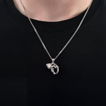 Sabre Tooth Animal Skull Charm Pendant Necklace - Solid 925 Sterling Silver - Unisex Ice Age Smilodon Inspired Jewelry Gift