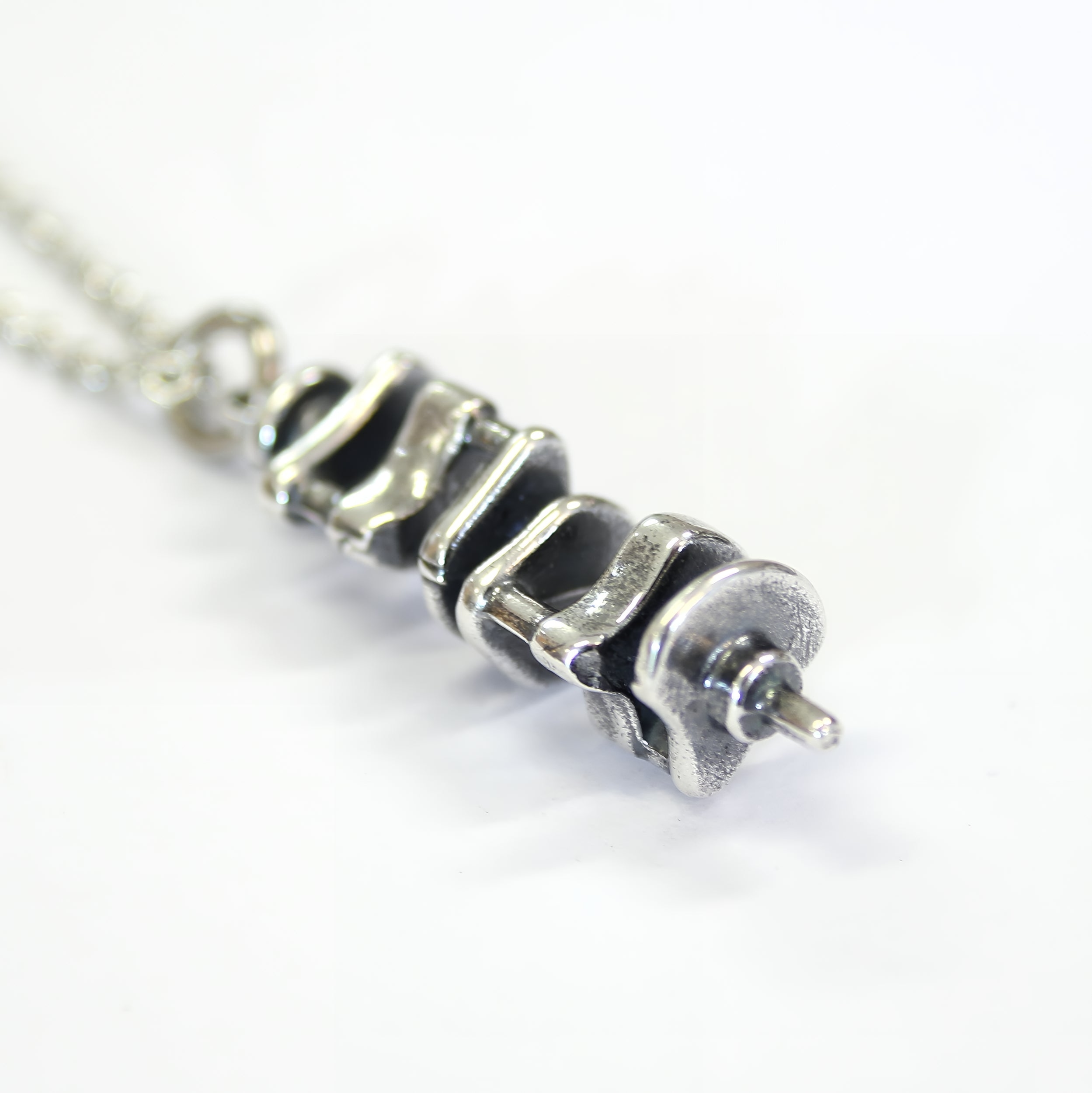 Silver crankshaft pendant, vintage look