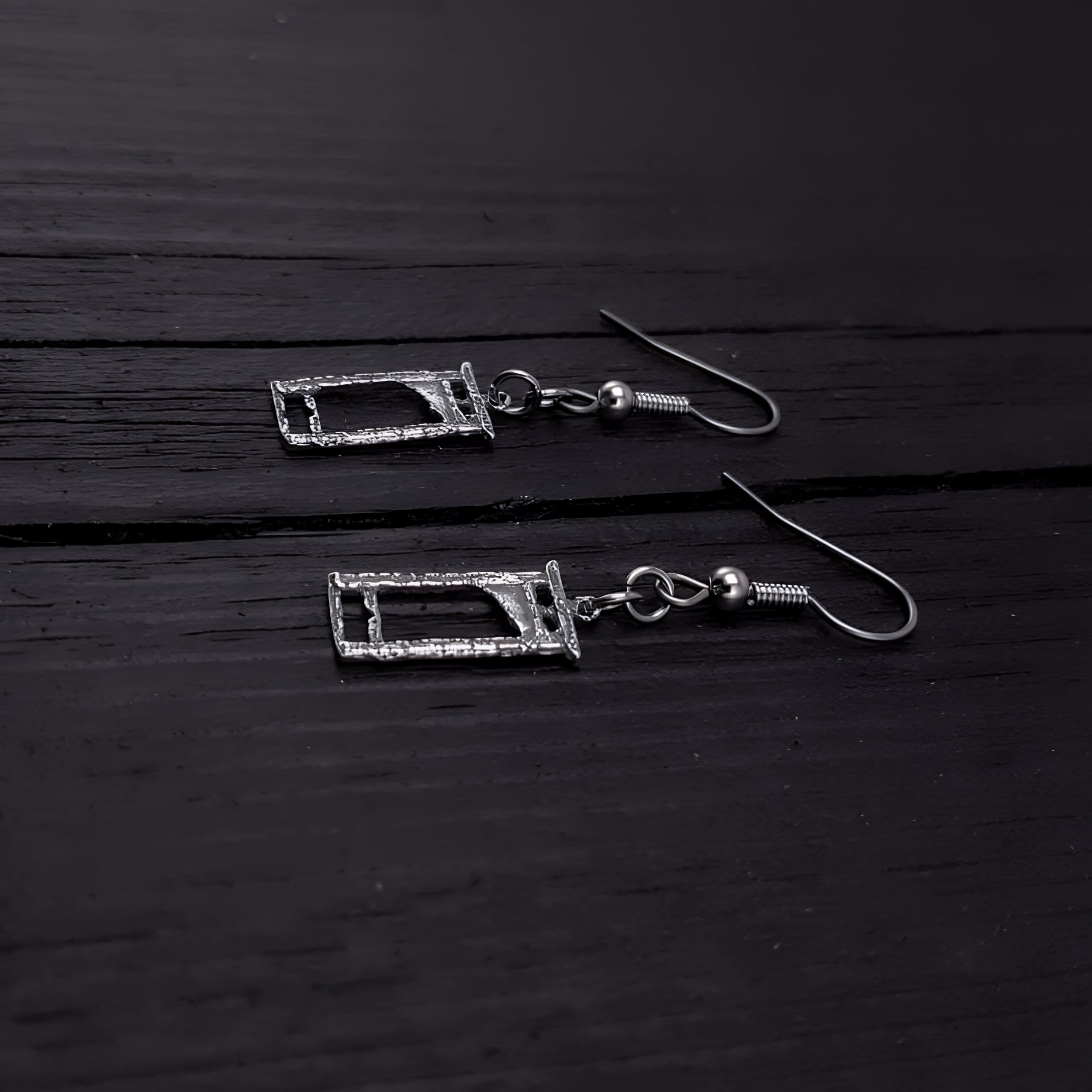 Tiny Guillotine Earrings - Solid Hand Cast 925 Sterling Silver on Stainless Steel Hooks - Moon Raven Designs