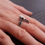 Silver Raven Skull Wrap Ring Sizes 4 to 13 Solid Hand Cast Silver Plated Bronze - Moon Raven Designs