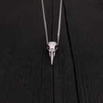 Raven Skull Necklace - Solid Cast 925 Sterling Silver - Polished Finish - Unisex Bird Skull Gift For Him or Her - Multiple Chain Options