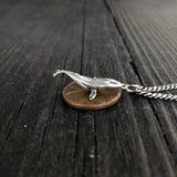Breaching Humpback Whale Charm Pendant Necklace - Solid Hand Cast .925 Sterling Silver - Polished Finish - Jewelry Gift for Her