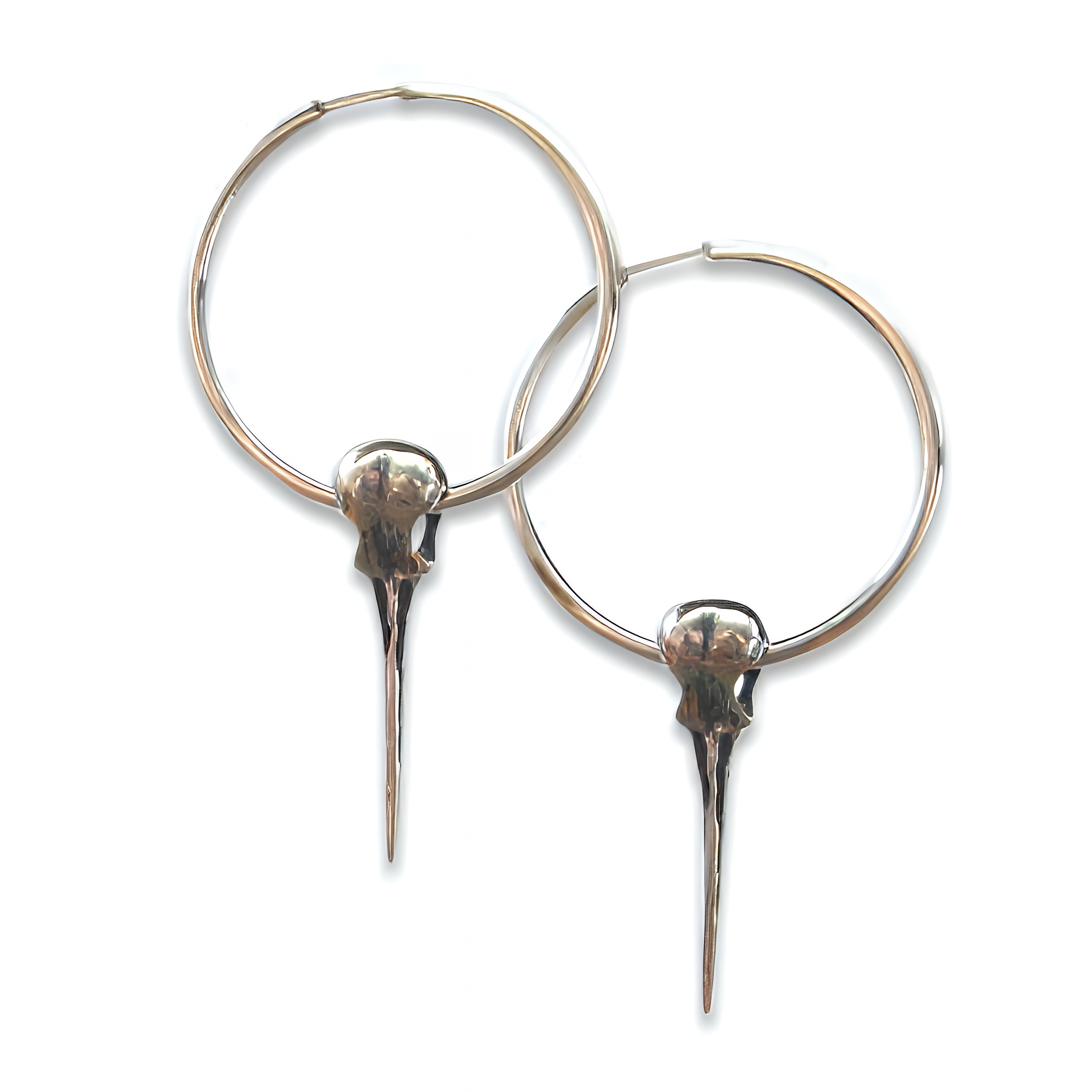 Hummingbird Skull Hoop Earrings - Moon Raven Designs