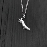Diving Sea Otter Pendant Charm Necklace - Solid 925 Sterling Silver- Oxidized Hand Polished Finish - Multiple Chain Lengths - Animal Jewelry