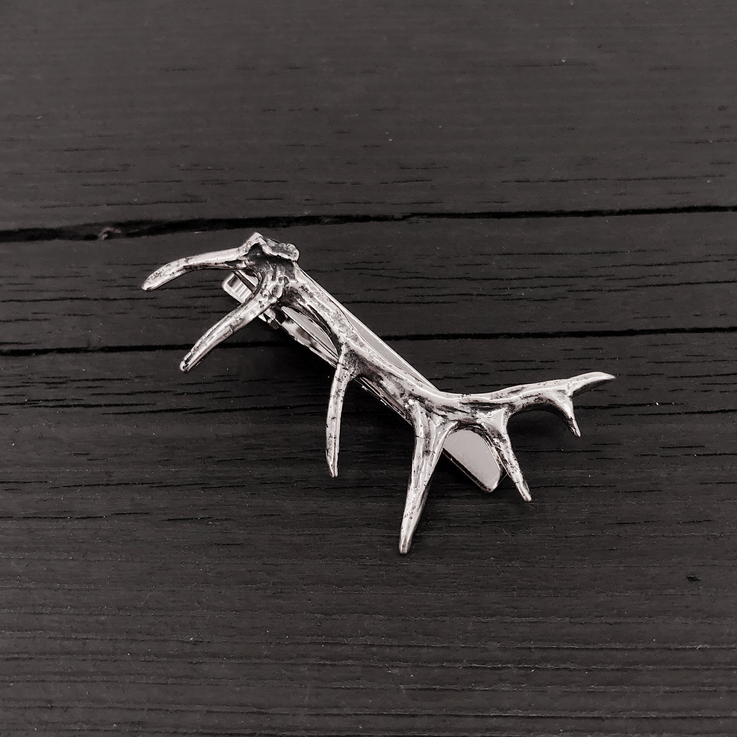 Elk Antler Tie Bar Silver Plated Elk Antler Tie Clasp Deer Antler