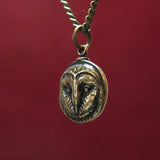 Solid Bronze Barn Owl Face Pendant - 1/2" Diameter, Engravable Back, Unique Gift for Owl Lovers