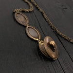 Antique Brass Victorian Bird Skull Folding Locket Pendant Necklace - Memory Keepsake Photo Locket - Rare Unique Gift