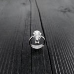 Horse Skull Ring - Solid Hand Cast Silver Plated Bronze - Oxidised Finish - Sizes 5 to 11 Available - Rare Unique Gift for Him or Her