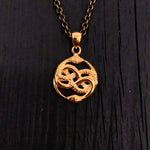 Mini Auryn Pendant Necklace 1/2" Gold Plated Stainless Steel Daily Wearable Fantasy Symbol with Entwined Serpents