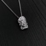 Sterling Silver Tiki Mask Pendant - Small 3/4" x 1/2" - Unique Layering Necklace with Hidden Bail