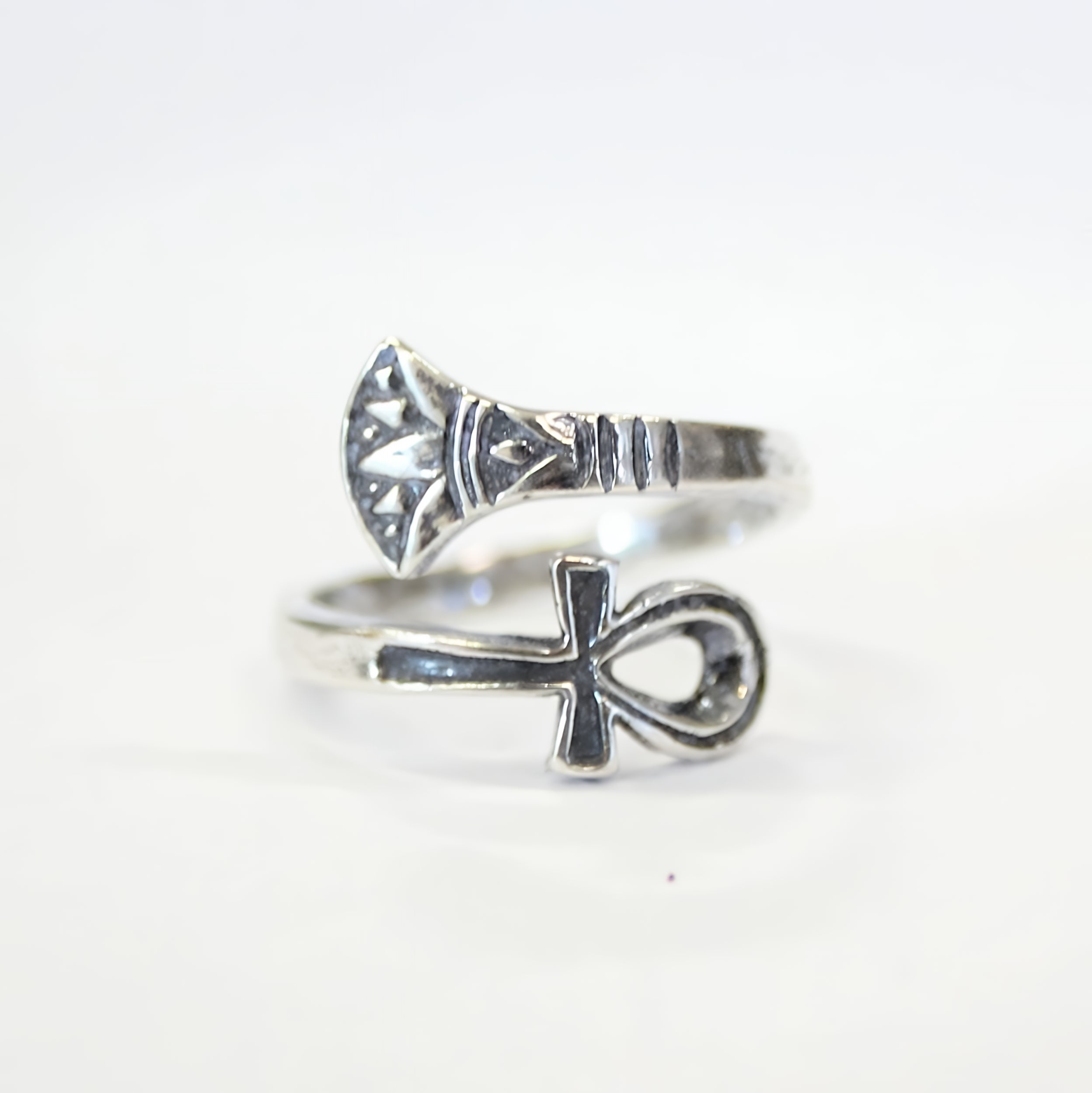 Silver Ankh Ring Egyptian Ring - Moon Raven Designs