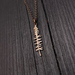 Spruce Tree Silhouette Sitka Charm Pendant Necklace Solid Cast Jeweler's Bronze - Moon Raven Designs