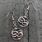 Auryn Ouroboro Twin Snake Earrings Solid .925 Sterling Silver - Moon Raven Designs