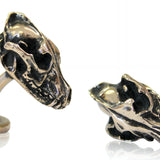 Wolf Skull Cufflinks Bronze Wolf Skull Cuff Links Wolf Skull Jewelry Mens Accessories - Moon Raven Designs