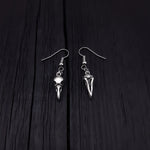 Sterling Silver Raven Skull Earrings Solid Hand Cast 925 Sterling Silver Surgical Stainless Steel Hooks - Moon Raven Designs