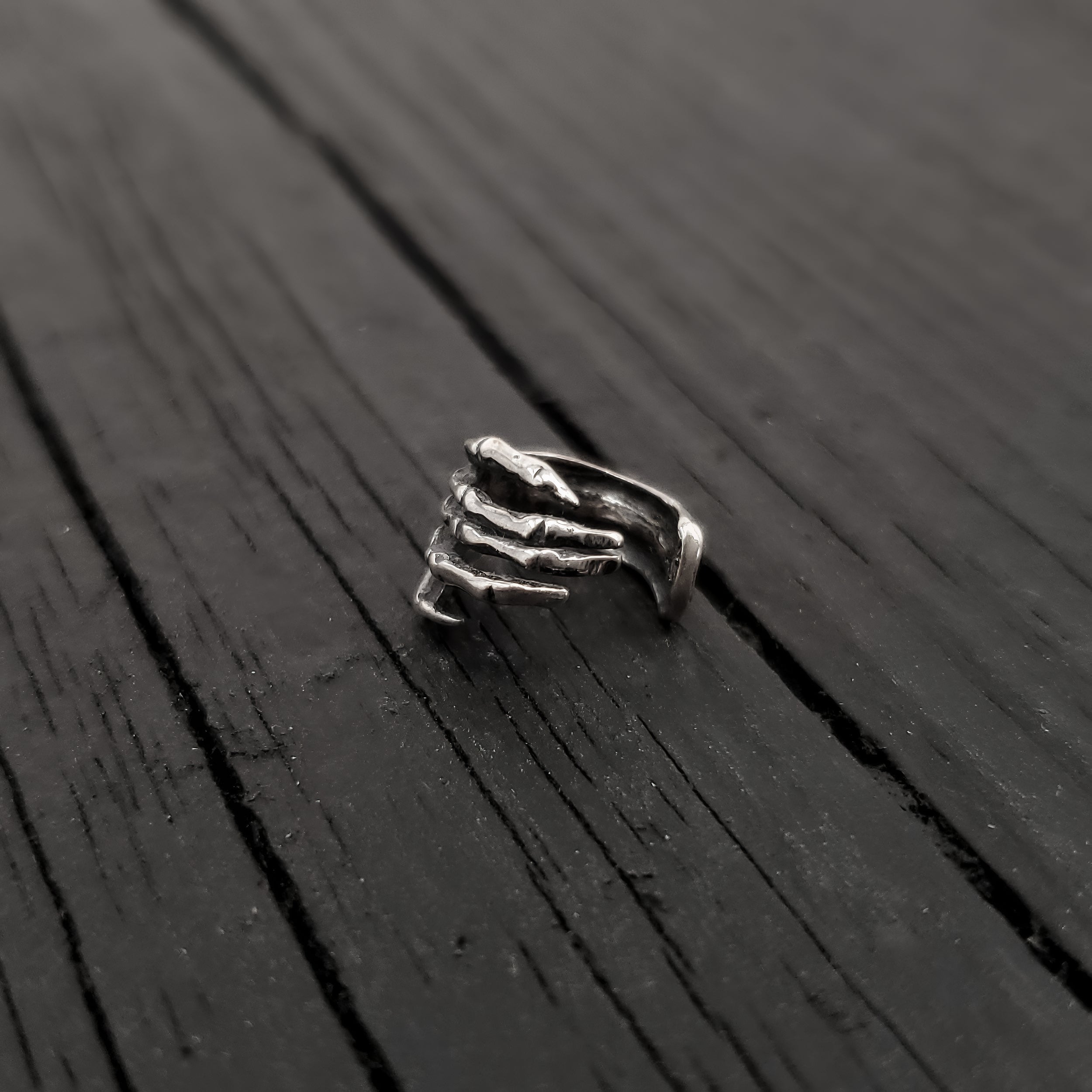 Skeleton Hand Ear Cuff - Solid Hand Cast Sterling Silver - Statement Ear Jewelry Gift for Him or Her