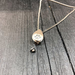 Cat Paw Print Tear Drop Cremation Ash Urn Necklace - Sterling Silver on Stainless Steel - Custom Engraved Personalised Mourning Pet Urn