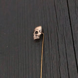 Solid Bronze Human  Skull Ascot Stickpin Stick Pin Ascot Skull Pin