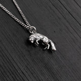 Pouncing Arctic Fox Pendant Necklace in Solid Sterling Silver - Gift For Him or Her - Unique Nature Inspired Forest Creature Jewelry