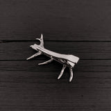 Elk Antler Tie Bar Silver Plated Elk Antler Tie Clasp Deer Antler