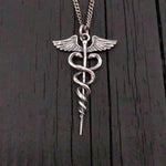 Caduceus Necklace in Solid Sterling Silver Medical Symbol Jewelry- Gift for Doctor Nurse or Medical Student Pendant Medicine Gift