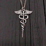 Caduceus Necklace in Solid Sterling Silver Medical Symbol Jewelry- Gift for Doctor Nurse or Medical Student Pendant Medicine Gift