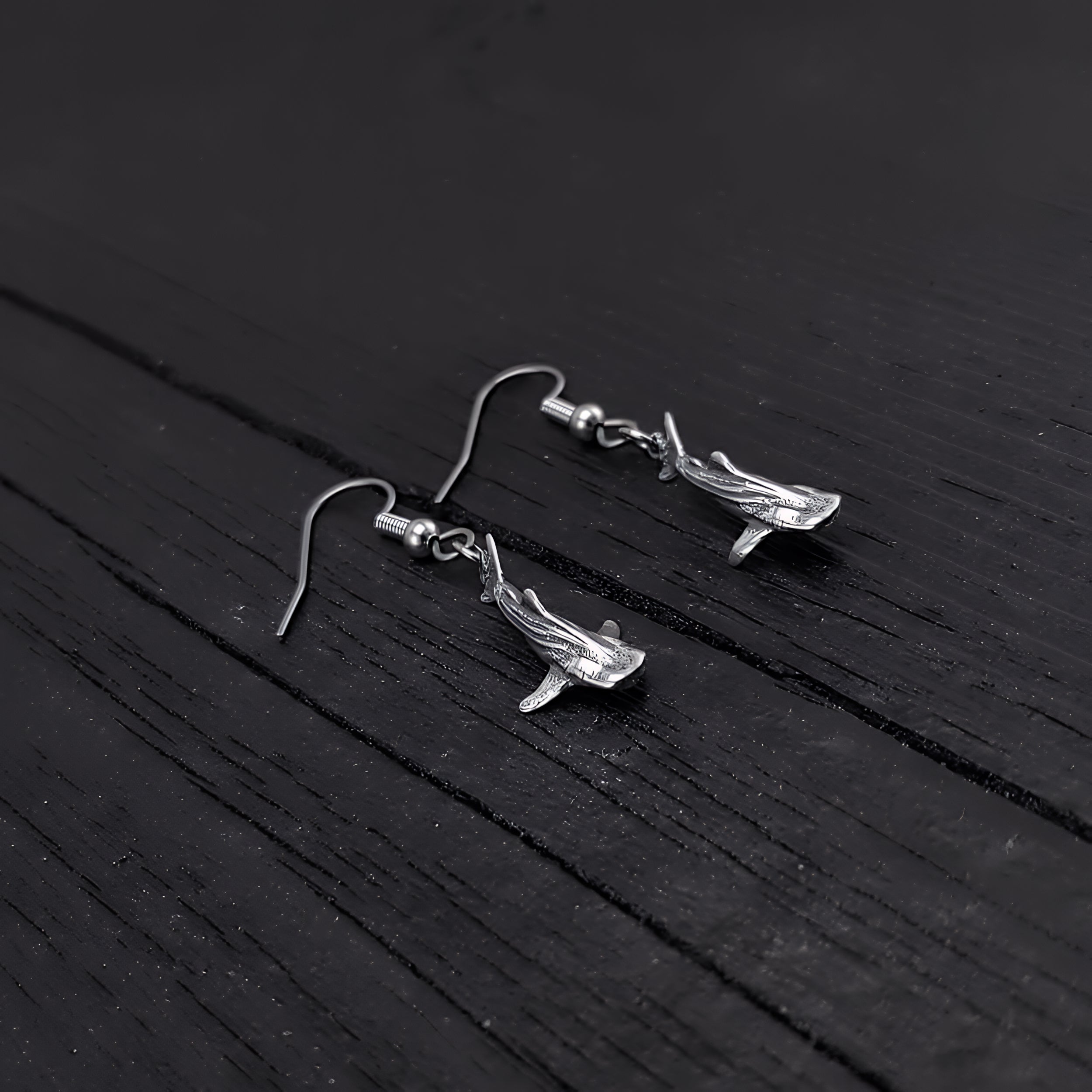 Tiny Whale Shark Earrings - Solid 925 Sterling Silver - Moon Raven Designs