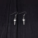Sterling Silver Raven Skull Earrings Solid Hand Cast 925 Sterling Silver Surgical Stainless Steel Hooks - Moon Raven Designs