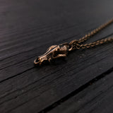 Tiny Grey Wolf Skull Charm Necklace - Moon Raven Designs 
