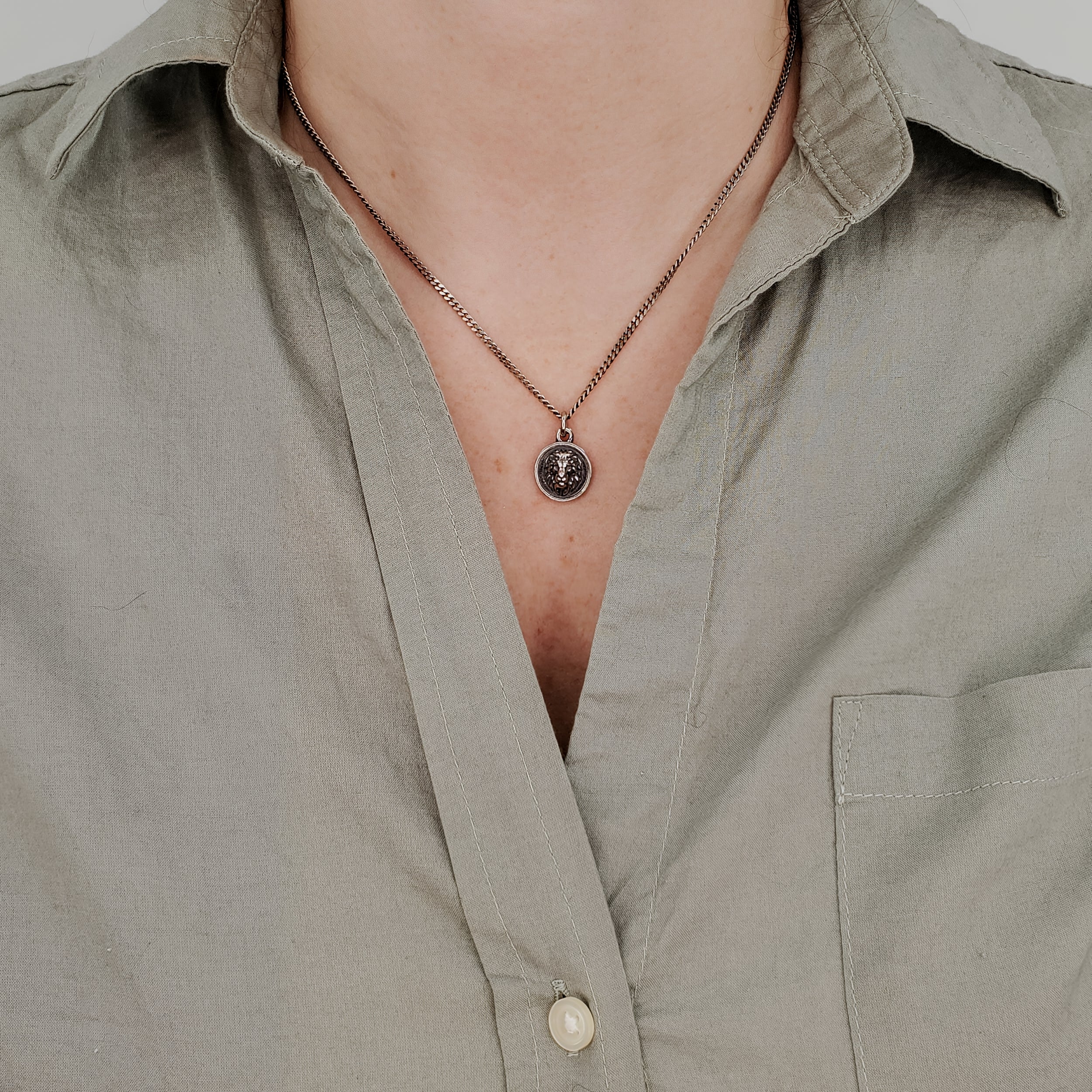 African Lion Charm Necklace - Solid 925 Sterling Silver - Courage Strength Gift for Her - Multiple Chain Options