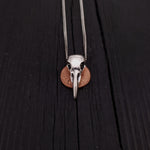Raven Skull Necklace - Solid Cast 925 Sterling Silver - Polished Finish - Unisex Bird Skull Gift For Him or Her - Multiple Chain Options