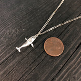 Breaching Humpback Whale Charm Pendant Necklace - Solid Hand Cast .925 Sterling Silver - Polished Finish - Jewelry Gift for Her