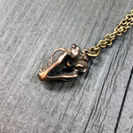 Hyena Skull Necklace in Solid Bronze