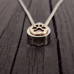 Dog Paw Print Tear Drop Cremation Ash Urn Necklace - Sold Bronze on Stainless Steel - Custom Engraved Personalised Mourning Pet Urn