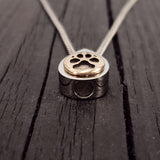 Dog Paw Print Tear Drop Cremation Ash Urn Necklace - Sold Bronze on Stainless Steel - Custom Engraved Personalised Mourning Pet Urn