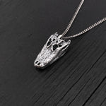 American Alligator Skull Pendant Necklace - Solid Hand Cast Sterling Silver - Polished Oxidised Finish - Multiple Chain Lengths Available