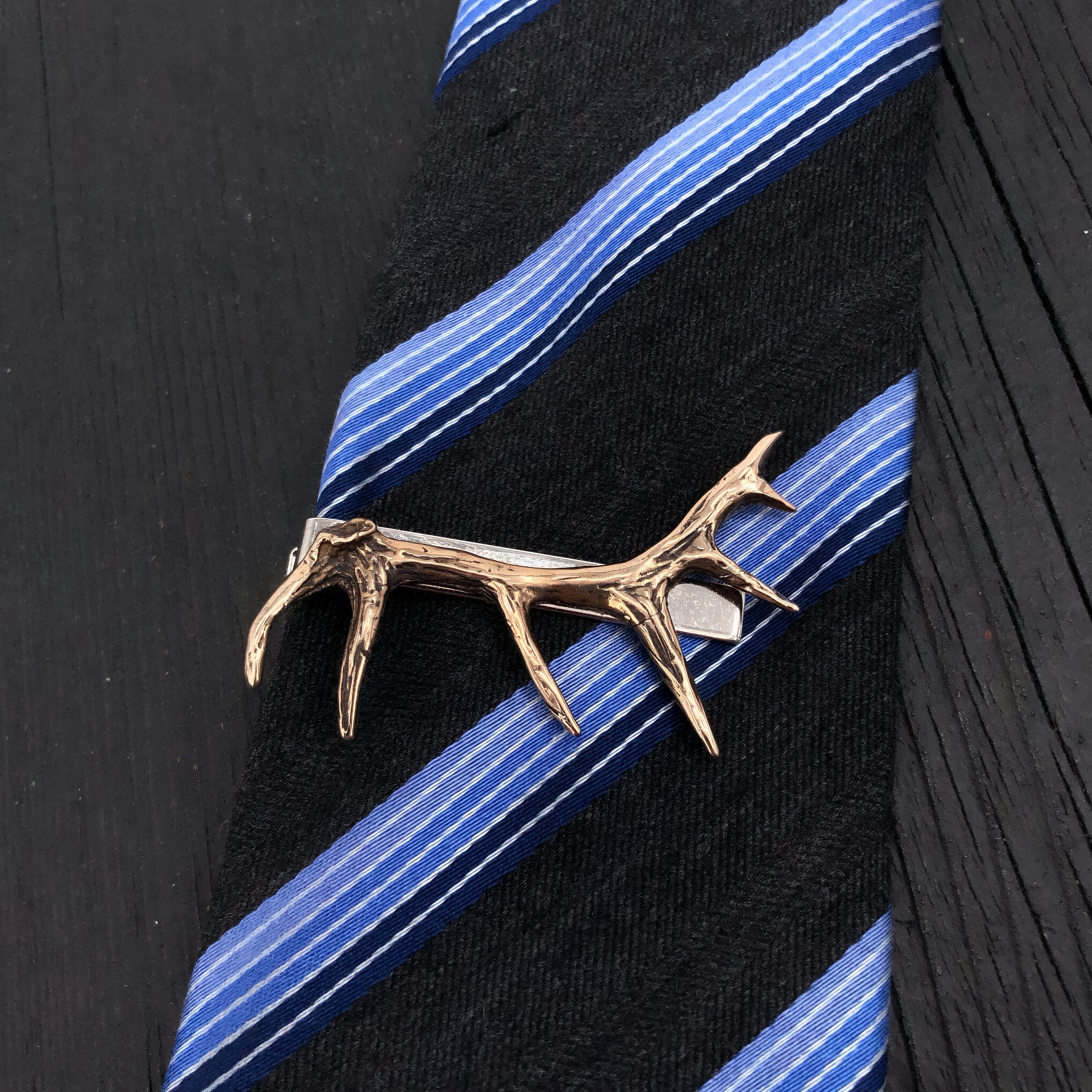 Elk Antler Tie Bar Bronze Elk Antler Tie Clasp Bronze Deer Antler