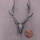 Elk Skull Necklace Solid Sterling Silver