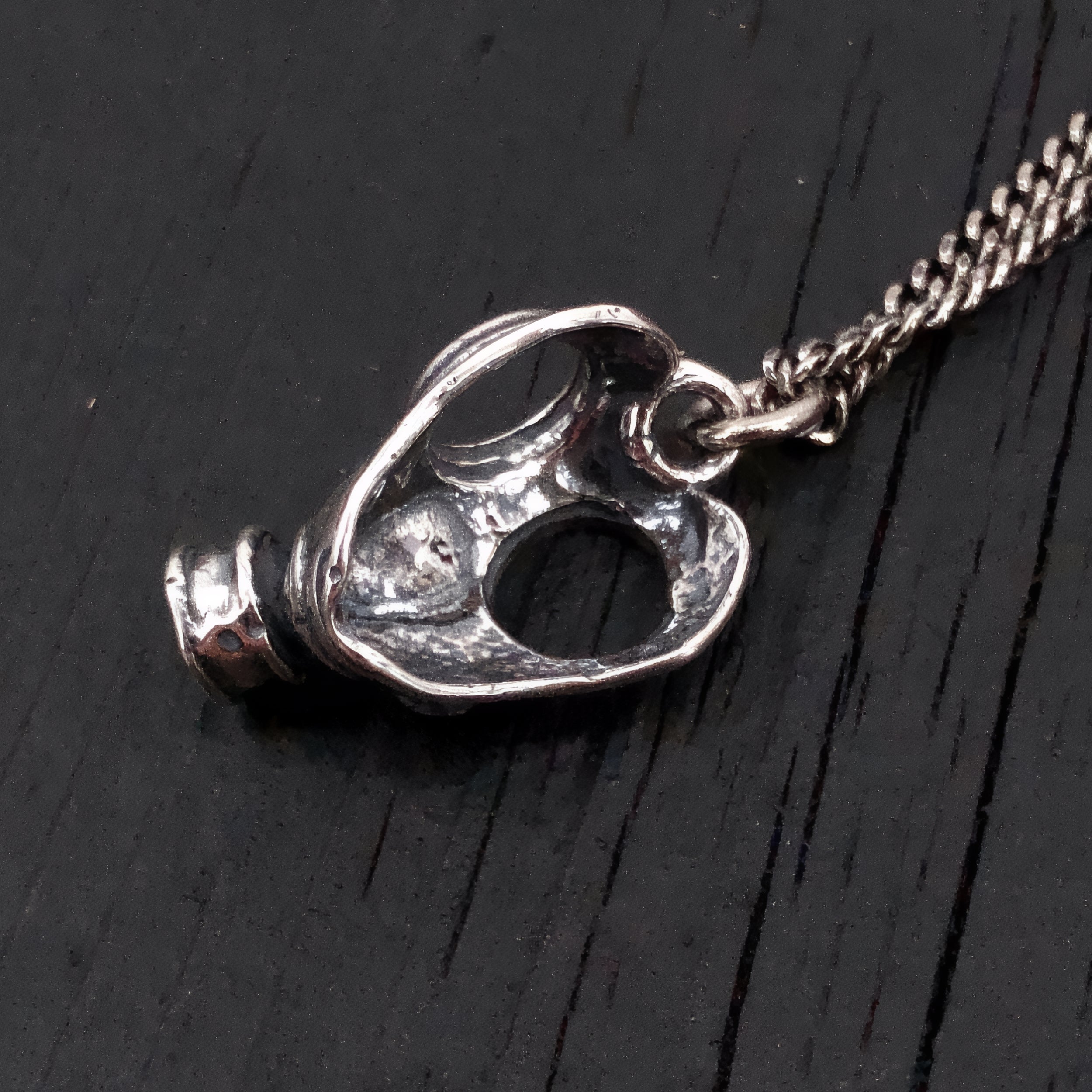 Gas Mask Necklace in Solid Sterling Silver Steampunk Gas Mask Pendant