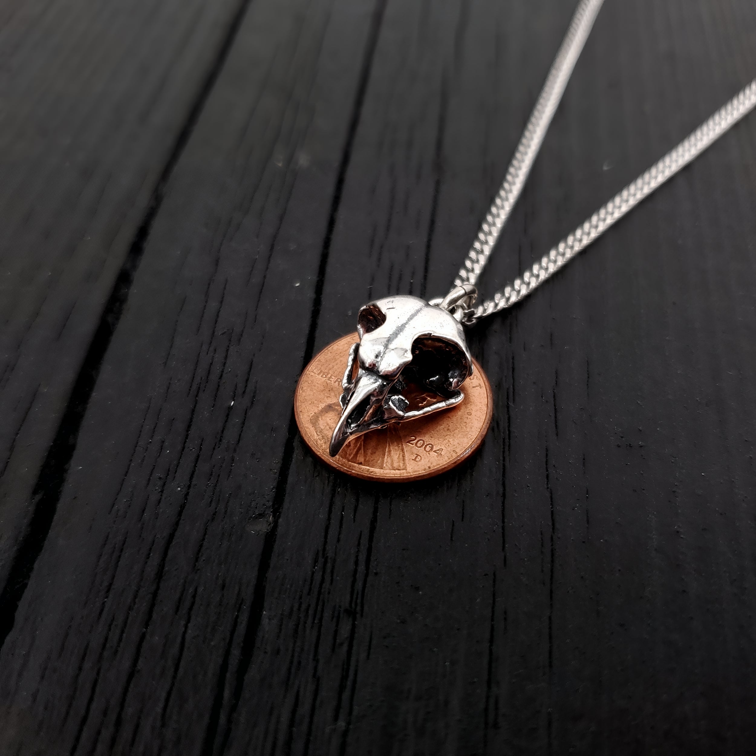 Owl Skull Charm Pendant Necklace - Solid Hand Cast 925 Sterling Silver - Polished Oxidized Finish - Multiple Chain Options - Unisex Owl Gift