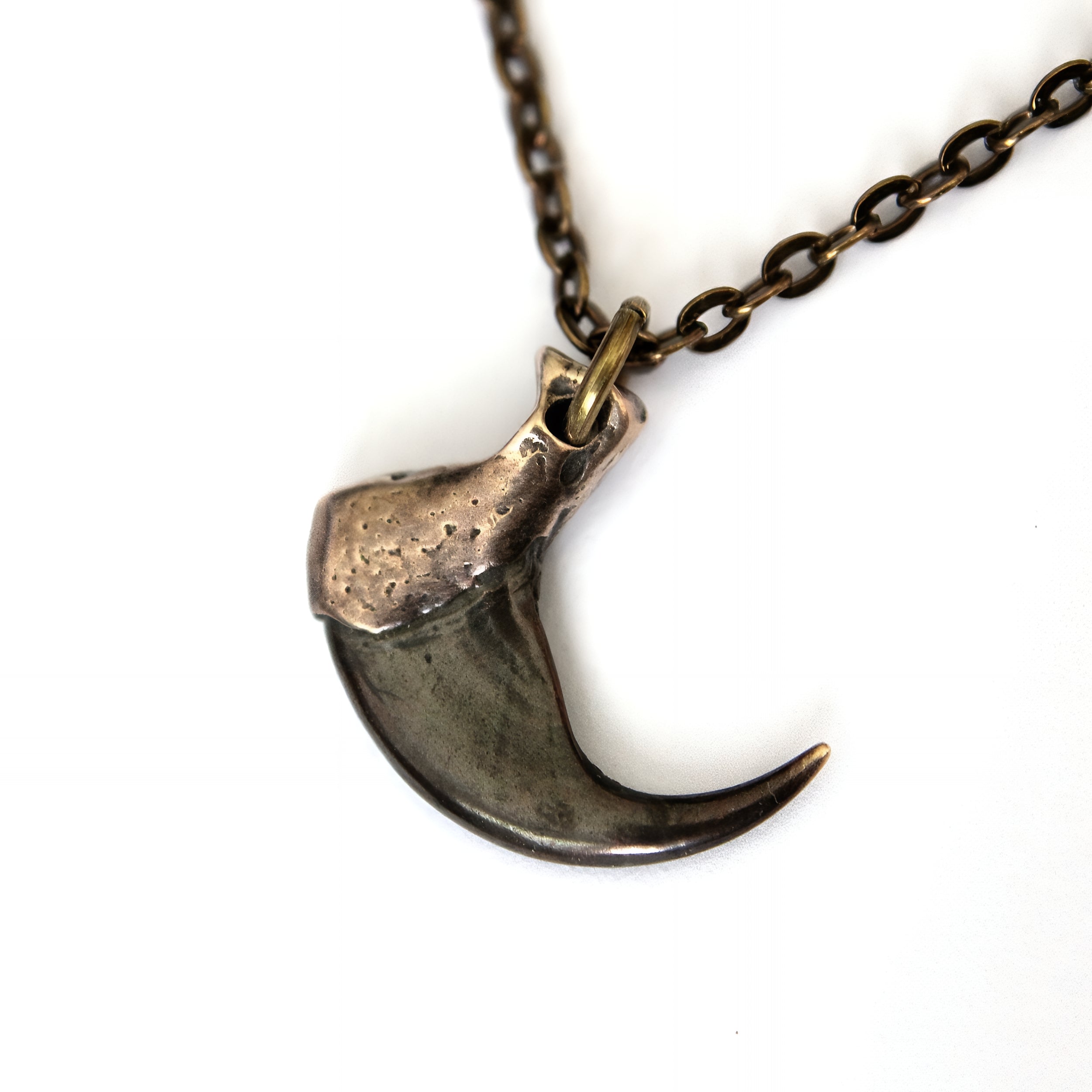 3D Bobcat Claw Pendant Necklace in Solid Silicon Bronze Detailed Casting with Two-Tone Finish