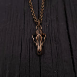 Tiny Grey Wolf Skull Charm Necklace - Moon Raven Designs 